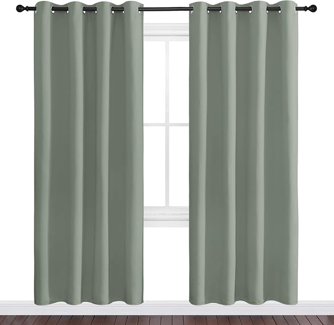 NICETOWN Sage Green Blackout Curtains 78" Long for Office, Dining Room, Guest Room, Sound Reducing Heat and Cold Block Curtain Panels for Modern Room Decorative (55" Wide, 2 Pieces)