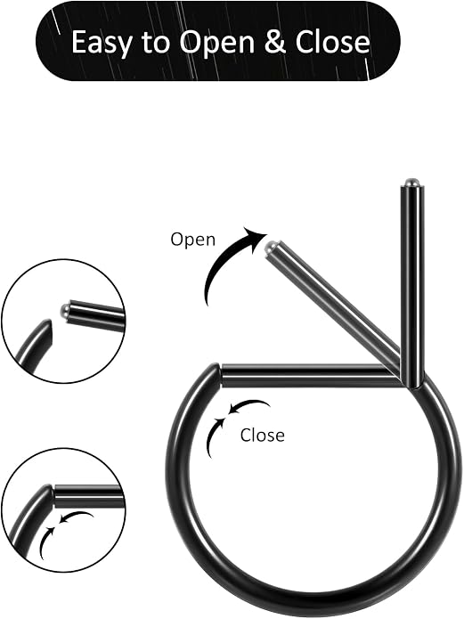 Oveta Titanium D Shaped Nipple Rings 14G for Nipple Piercing Jewelry Higned Segment Clicker Ring Hoops 11mm 12mm 14mm for Women Men, Silver Gold Black, 2PCS
