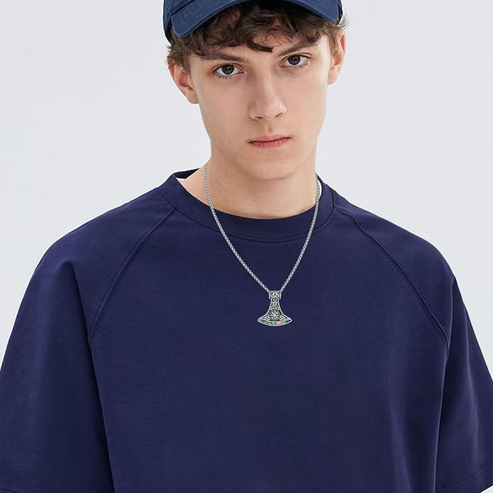 Viking Necklace for Men 925 Sterling Silver Rune Amulet Pendant Nordic Necklace Viking Jewelry Gift for Father Husband Son