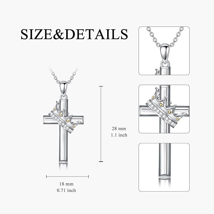 Cross Necklace for Women 925 Sterling Silver Crucifix Pendant Christian Cross Jewelry for Women Men