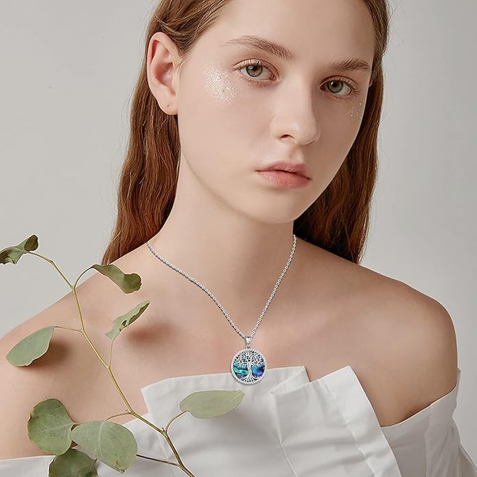 Odinstone Tree of Life Necklace, Sterling Silver Pendant for Women Family Tree Necklaces Jewelry for Mom/Wife/Grandma(With Fine Gift Box)