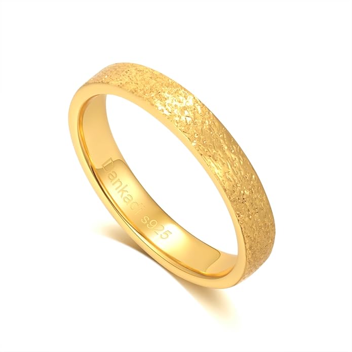 Dankadi Simple Fashion S925 Sterling Silver Ring Smooth Plain Dome Comfort Solid Silver Wedding Ring For Men & Women 3.5 mm 3-13# 24k Real Gold Plated Jewelry