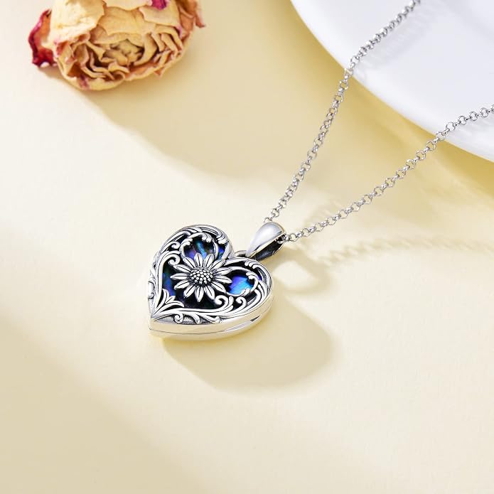 SOULMEET Personalized Silver Locket Necklace That Holds Pictures Photo Keep Someone Near to You, Memorial Custom Lockets Necklaces Letters Engraving for His Her