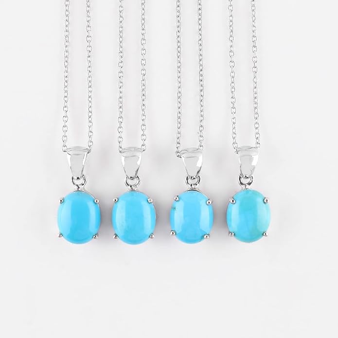 Natural Gemstone Pendant Necklace for Women Handmade Birthstone Healing Crystal Jewelry Chain 20" Stone Birthday Christmas Wedding Gifts for Her