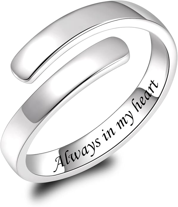 BEILIN 925 Sterling Silver Inspirational Jewelry Rings Adjustable Ring Personality Encouragement Gift for Teens Women