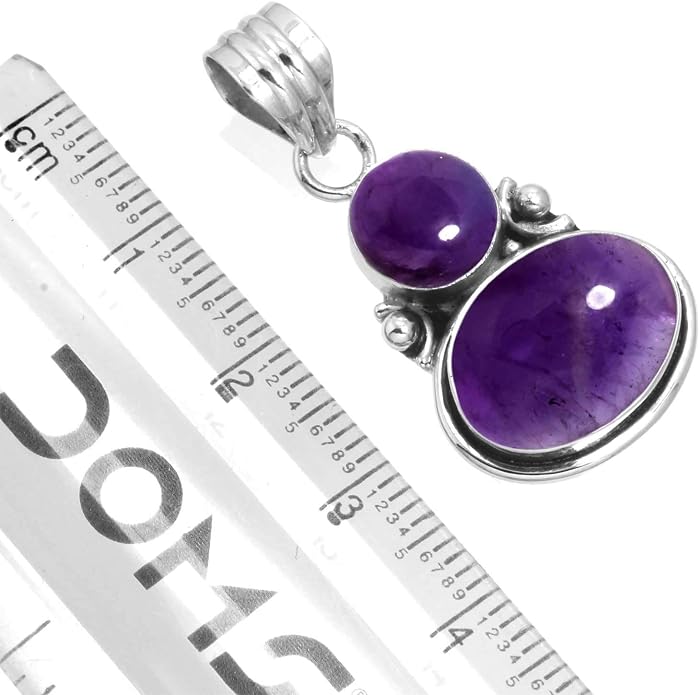 Handmade Genuine 925 Sterling Silver Pendant Necklace Natural Gemstone Crystal, Lapis, Onyx, Amber Oval Round Boho Jewelry For Women