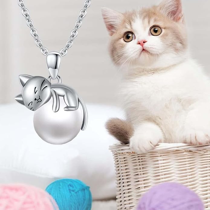 Cat Necklace Sterling Silver Cat Zircon Pendant Gothic Jewelry for Women Animal Lovers Gifts