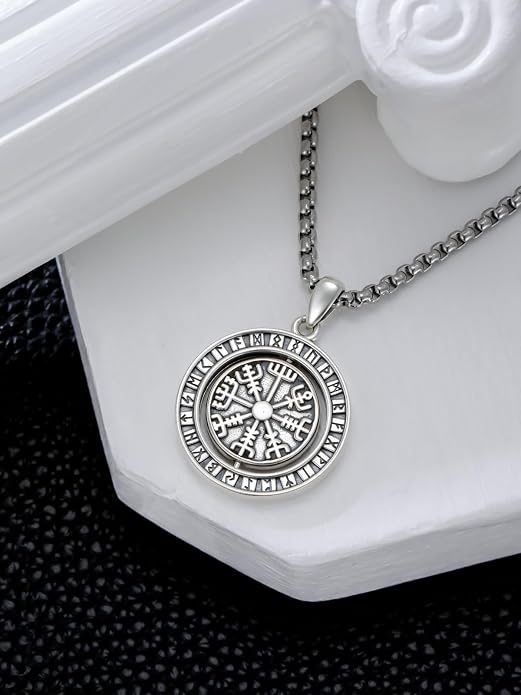 Viking Necklace for Men Women 925 Sterling Silver Norse Jewelry Fathers Mothers Day Anniversary Birthday Gifts for Mom Dad Husband Brother (with Gift Box)