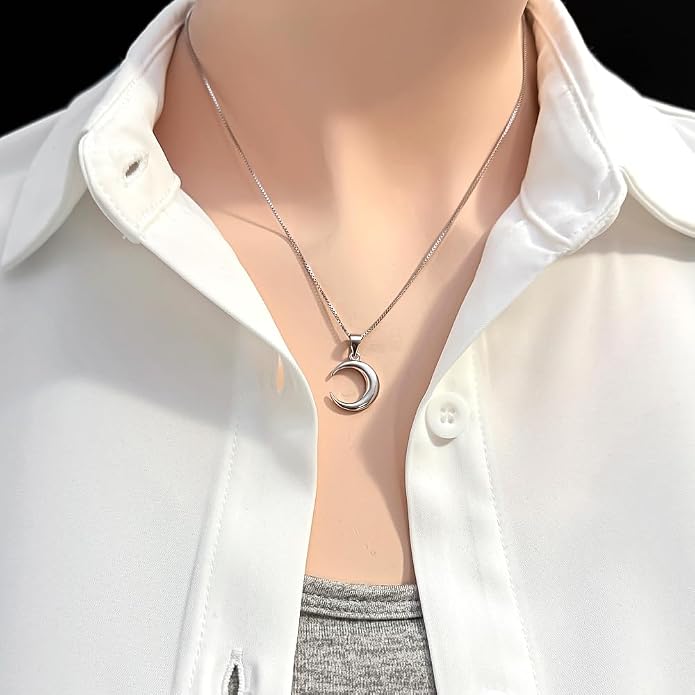Dainty Sterling Silver Crescent Moon Necklace for Women, Wife Gift, Teen Daughter Birthday Gift Necklace, 18 inches