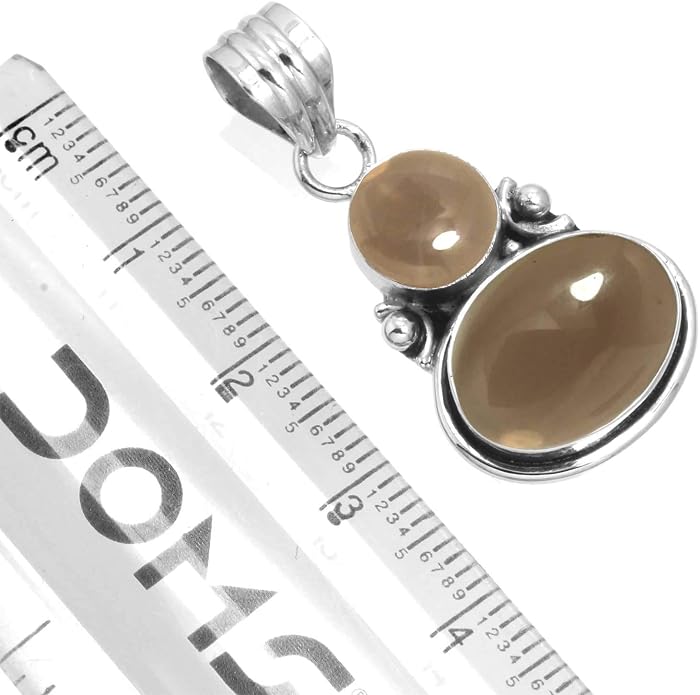Handmade Genuine 925 Sterling Silver Pendant Necklace Natural Gemstone Crystal, Lapis, Onyx, Amber Oval Round Boho Jewelry For Women