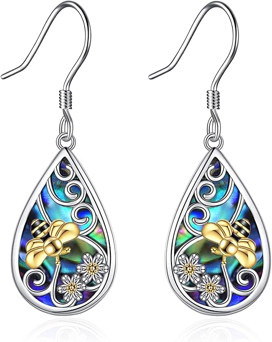POPLYKE 925 Sterling Silver Tree of Life Dangle Earrings for Women Fashion Abalone Shell Jewelry Gifts for Mom Sister Friend Birthday