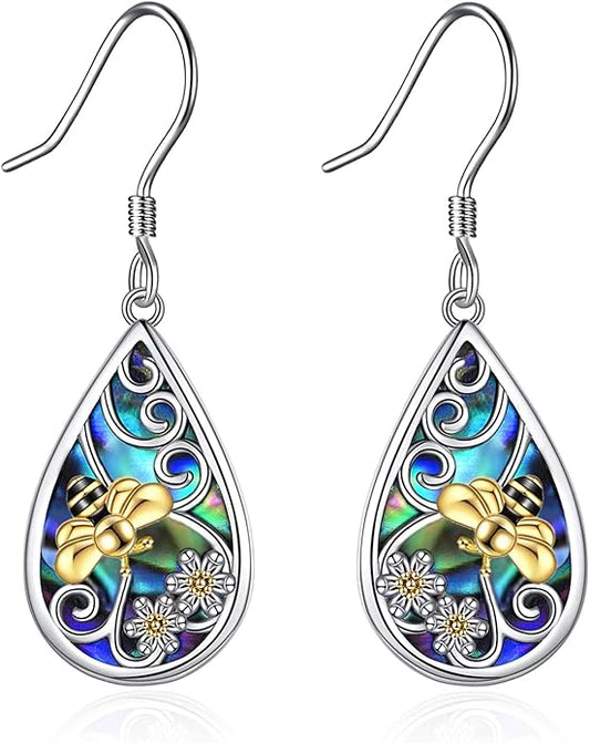 POPLYKE 925 Sterling Silver Tree of Life Dangle Earrings for Women Fashion Abalone Shell Jewelry Gifts for Mom Sister Friend Birthday