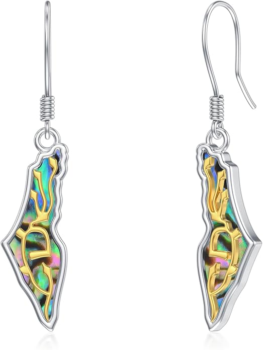 PELOVNY Abalone/Turquoise/Black Onyx/Lapis Lazuli/Axolotl/Bee/Dragonfly/Sun/Cross/Sword/Wolf/Map/Golf Earrings S925 Sterling Silver Dangle Earring Teardrop Jewelry for Women Birthday Christmas Gifts