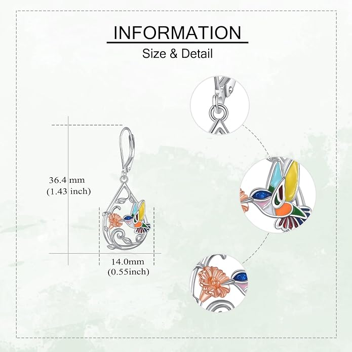 Butterfly/Paw Print/Highland Cow/Cat/Dog/Hummingbird/Dragonfly Earrings 925 Sterling Silver Animal Hypoallergenic Drop Dangle Earrings Animal Valentine's Day Jewelry for Women