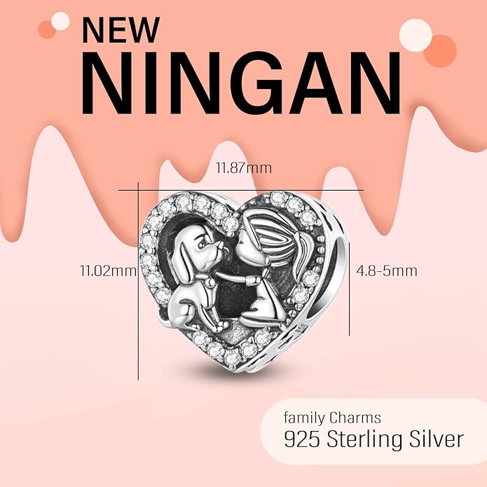 NINGAN 925 Sterling Silver Charm Golden Love Charm Buckle Safety Chain Travel Bead Firefly Dragonfly Pendant, Suitable for Women Bracelet and Necklace as Gift from Mom and Friends