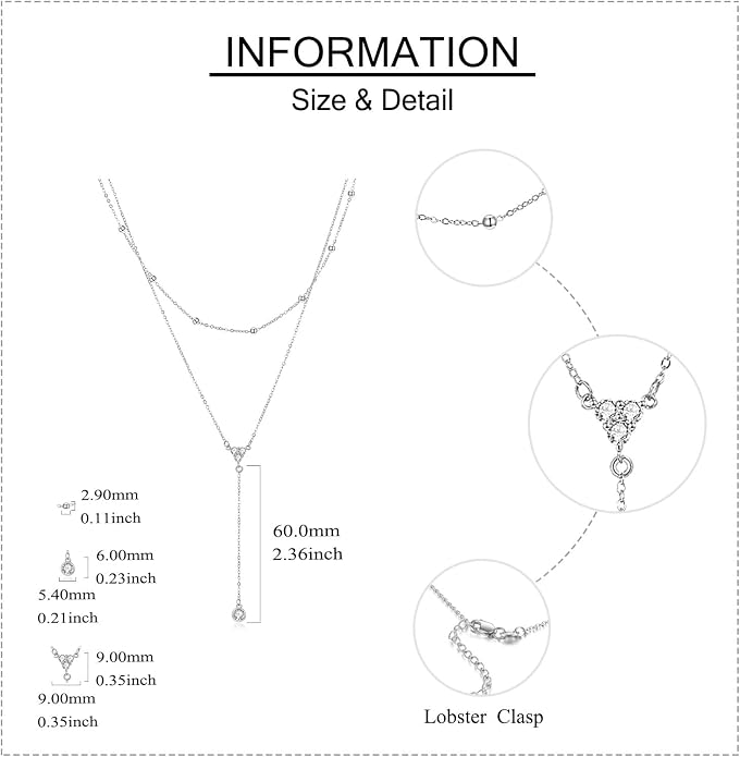 MONGAS Tree of Life/Infinity Cross/Lock and Key/Lotus/Hamsa/Horse/Strawberry/Opal/Lariat/Dragonfly/Heart/Violin Layered Necklace Sterling Silver for Women