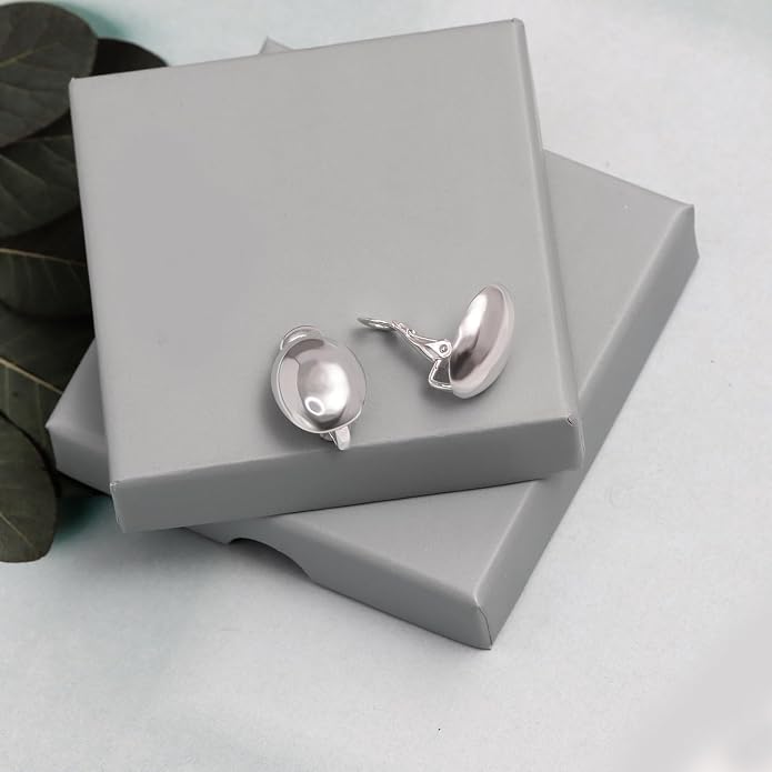 LeCalla 925 Sterling Silver Small Medium Clip On Earrings Non-Pierced Clip-On Stud Earring for Teen Women