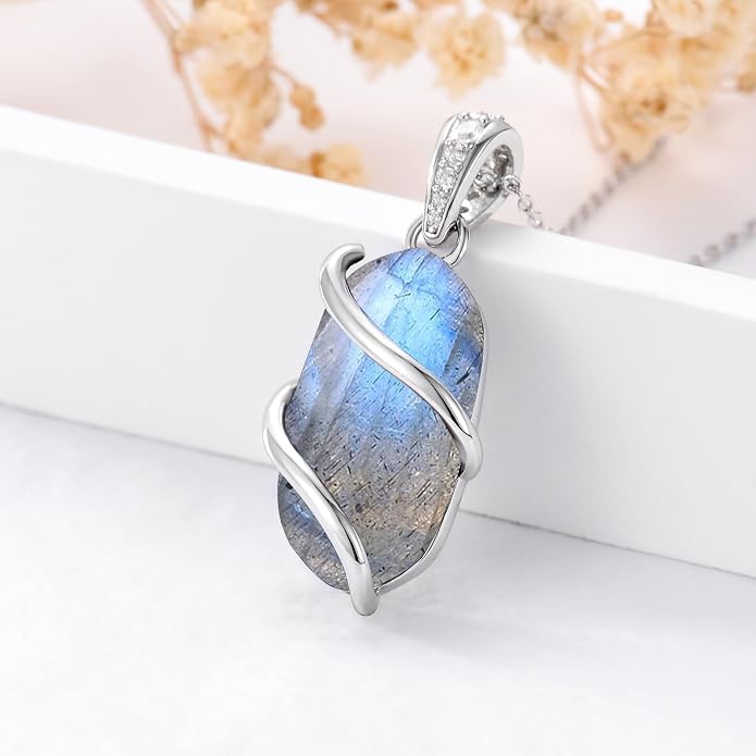 HPQQ Necklace for Women 925 Sterling Silver Dainty Gemstone Pendant Fine Jewelry Birthday Mothers Day Gifts for Mom Wife Her