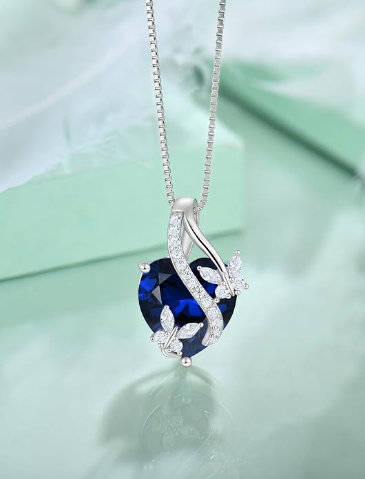 Butterfly Necklaces for Women Sterling Silver Infinity Heart Pendant Birthstone Jewelry Gift with 14k Yellow Gold/Rose Gold Plated
