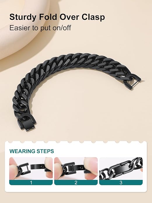 Supcare Unique Anniversary Birthday Valentines Fathers Day Stainless Steel Cuban Link Bracelets for Men Him, To My Man Dad Husband Love Always Remember Wrist Chain Bracelet Jewelry Gifts