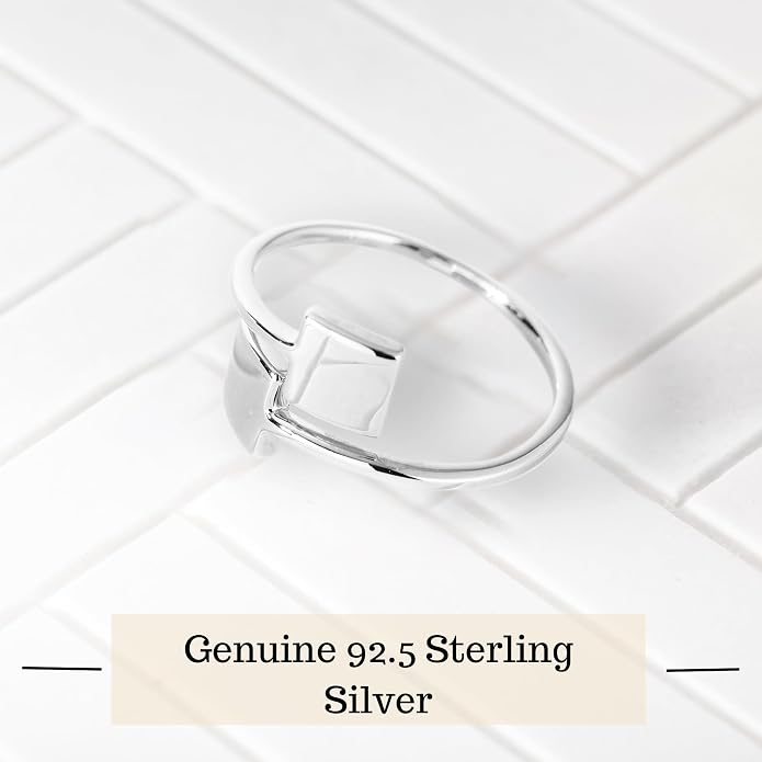 18k Gold Plated Simple Minimalist Square Adjustable Stackable Halo Ring Band for Women Valentines Day Gifts for Her Comes with a Gift Box