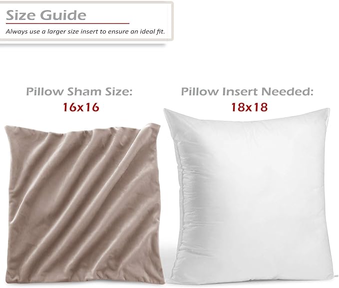 Nestl Throw Pillow Covers, Cozy Velvet Decorative Outdoor Pillow Covers 16 x 16 Inches, Soft Solid Cushion Covers for Sofa, Bed and Car, Set of 2 - Taupe Sand