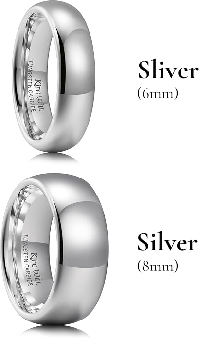 King Will Tungsten Carbide Wedding Band for Men Women Promise Rings for Couples Domed High Polish