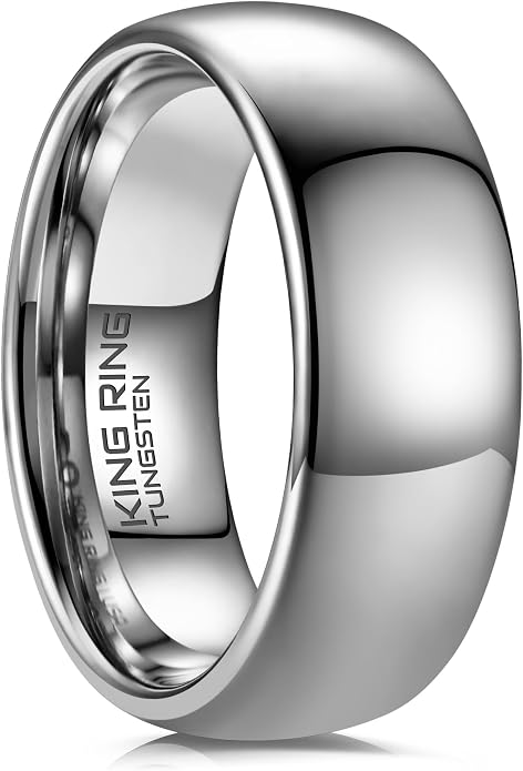 King Ring Tungsten 4/6/8mm Rings – Super Polished Wedding Bands – Designed in USA