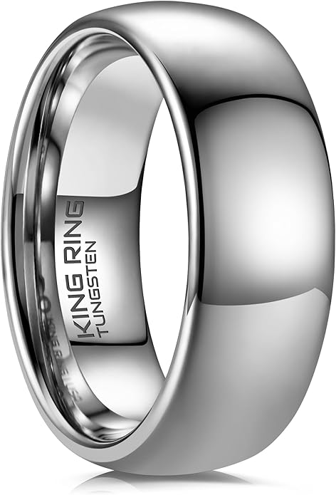 King Ring Tungsten 4/6/8mm Rings – Super Polished Wedding Bands – Designed in USA