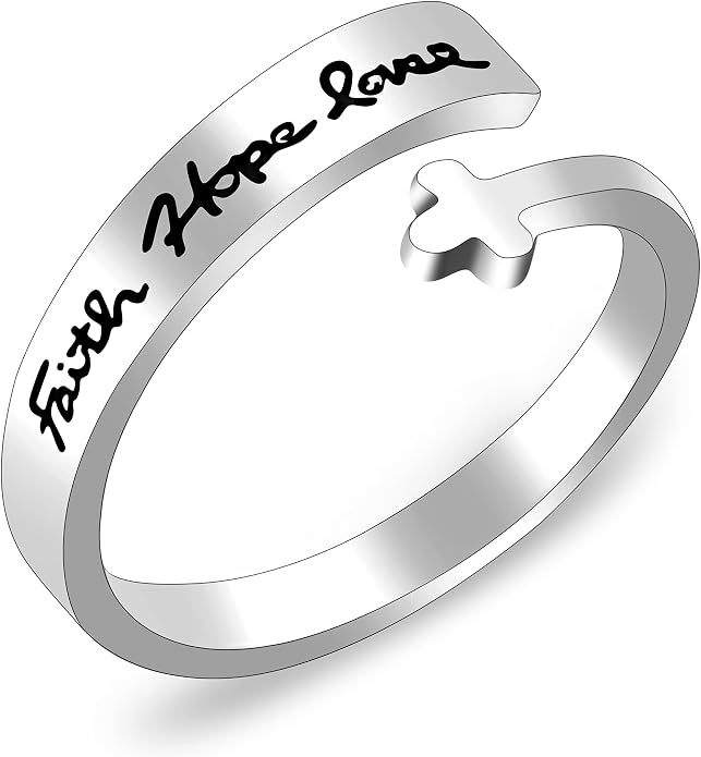 Uloveido Adjustable Inspirational Flying Dandelion Double Stainless Steel Freedom Ring Bands Cool Stacking Gift for Women, Engraving Rings Motivational Gift Y2004