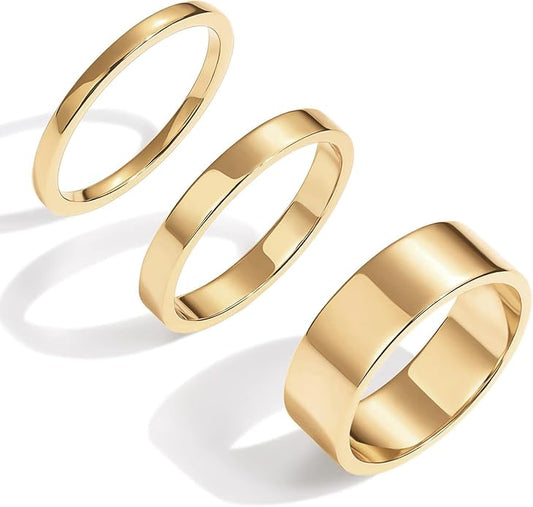 14K Gold Filled Rings for Women, Dainty Stacking Rings for Women, Thin Gold Band Ring Plain Statement Ring Comfort Fit Size 6-10