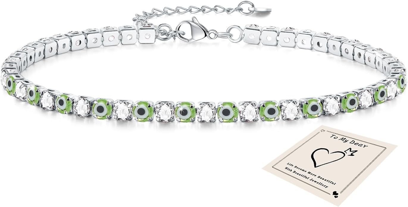Sfoni Ankle Bracelet for Women, Adjustable Slider Anklet Sparkling Cubic Zirconia Summer Ankle Chain Anniversary Birthday Graduation Jewelry Gift for Women Men with Gift Card & Box