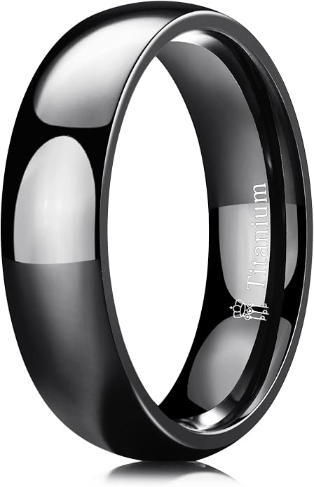 THREE KEYS JEWELRY 2mm 4mm 6mm 8mm Titanium Wedding Band for Men Women, Classic Domed & Step Edge High Polished Comfort Fit Anniversary Ring, Size 4-15