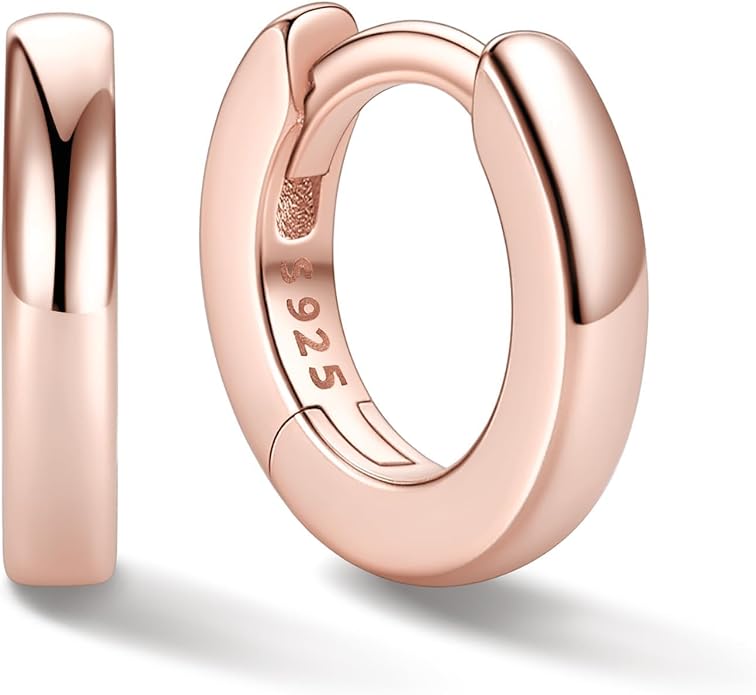 ChicSilver 925 Sterling Silver Huggie Hoop Earrings Small Hoop Earrings for Women Hypoallergenic Silver Huggie Earring Cartilage Earrings for Women (6/8/10/12/14/16/18/20MM)