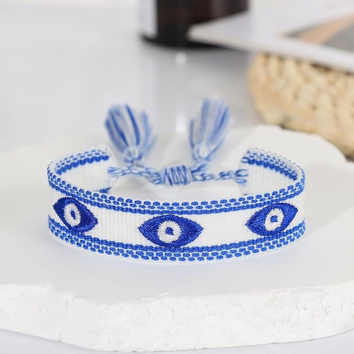Evil Eye Woven Lover Friendship Bracelets Handmade Adjustable Tassel Friend Gift for Women An Elegant Talisman of Protection and Good Fortune