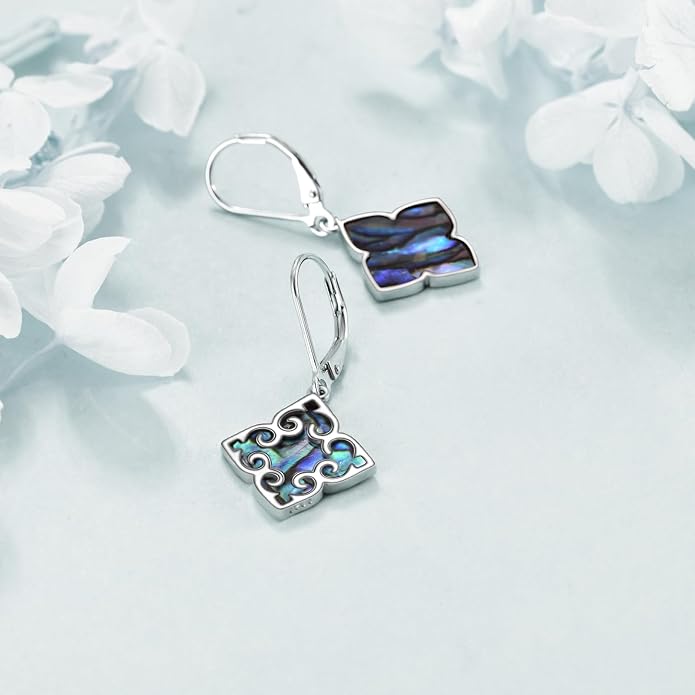 Abalone Shell Dangle Drop Earrings for Women 925 Sterling Silver Filigree Bohemian Earrings Jewelry Gift