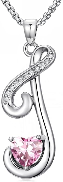 Birthday Gifts for Women Alphabet A to Z Initial Birthstone Pendant Necklaces for Women - 18k White Gold Plated Personalized Name Jewelry Anniversary Graduation Gifts for Wife Her Daughter Girlfriend(with Gift Box)