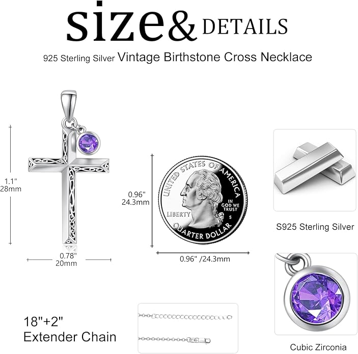 PRAYMOS Cross Necklace for Women Men, 925 Sterling Silver Simple Dainty Cross Necklace, Christian Religious Jewelry, Mothers Day Fathers Day Anniversary Birthday Gift