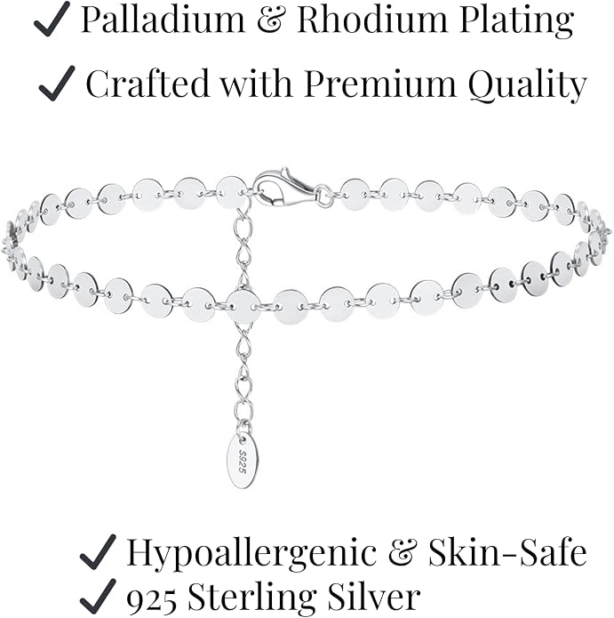 925 Sterling Silver Chain Anklets Bracelet For Women Adjustable Anklet Bracelet With Rhodium Plating For Long-Lasting Shine Silver Anklets For Women Jewelry Gift for Women