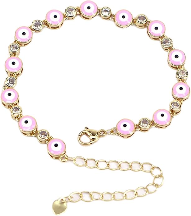 Gold Bracelets for Women Evil Eye Dainty Bracelet Adjustable Turkish Blue Pink Red Evil Eye Protection Bracelet Jewelry