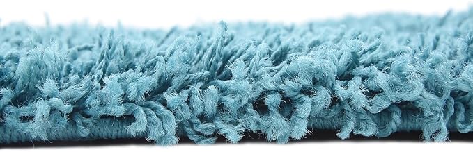 Unique Loom Solid Shag Collection Area Rug (4' 1" x 6' 1" Rectangle, Deep Aqua Blue)