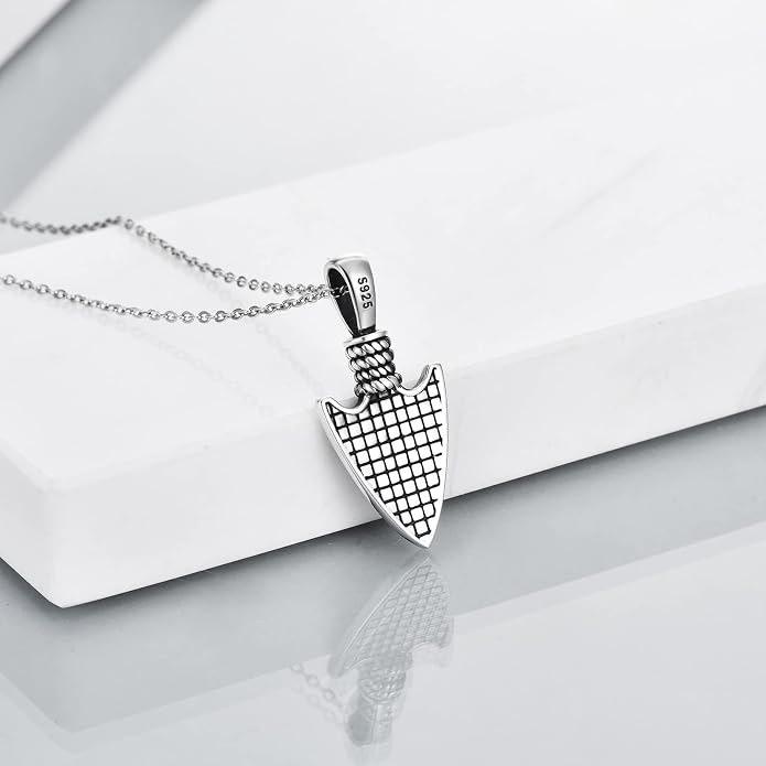 YAFEINI Arrowhead Necklace Sterling Silver Norse Viking Arrow Pendant Amulet Necklace Birthday Jewelry Gifts for Men