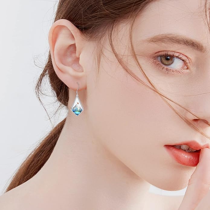 AOBOCO Mustard Seed Earrings for Women Sterling Silver Mountain Cross Earrings Dangle Christian Religion Jewelry Mothers Day Birthday for Mom Wife Friends