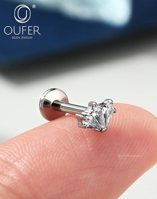OUFER Body Piercing Titanium Cartilage Earrings 16G Flower Helix Earrings for Women Internally Thread Tragus Piercing Jewelry 8MM Conch Helix Tragus Stud Flat Back Cartilage Piercings for Women