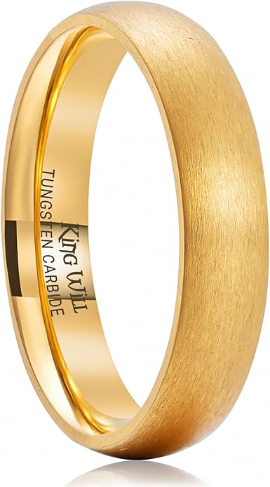 King Will Titanium Wedding Band for Men Women-Sliver/Black/Gold Plated Pure Titanium Wedding Ring, 3-9mm Widths Available Brushed Matte Design Comfort Fit Size 4-16