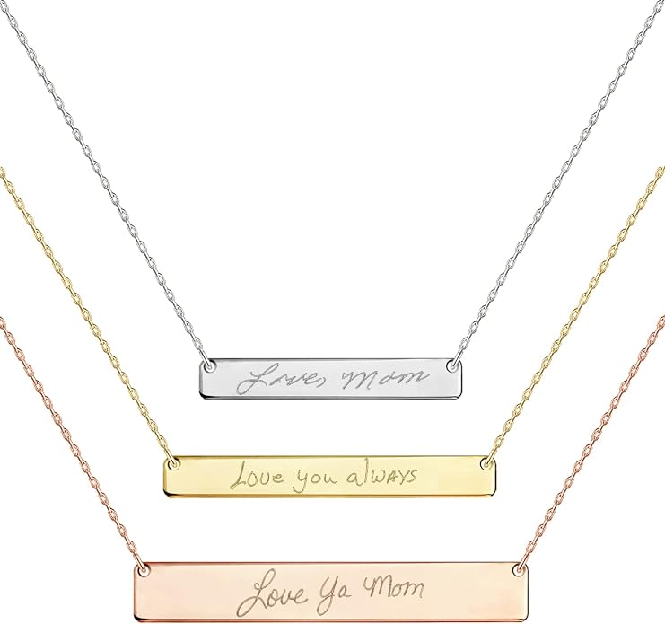 Personalized Engraved Bar Necklace - Unique Customizable Pendant for Any Occasion - Name, Date, Coordinates, Soundwave, Morse Code & More - Meaningful Gift for Loved Ones