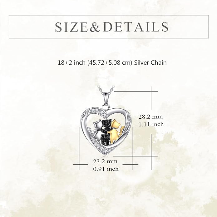 Cat Necklace Sterling Silver Cat Zircon Pendant Gothic Jewelry for Women Animal Lovers Gifts