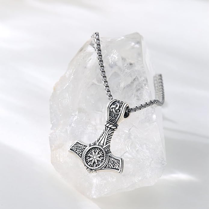 Viking Necklace for Men 925 Sterling Silver Nordic Viking Necklace Viking Amulet Jewelry Gifts for Men Women