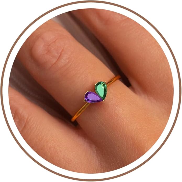 Birthstone Rings for Women, Non Tarnish Gold Rings 2026 Graduation Gifts Birthday Gift Trendy Teen Girl Stuff Dainty 14K Plated Adjustable CZ Stacking Promise Ring Anniversary Jewelry for Friend Sister Girlfriend Daughter