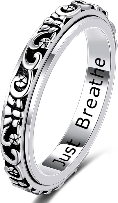 LYTTMAB S925 Sterling Silver Spinner Ring for Anxiety Women Men